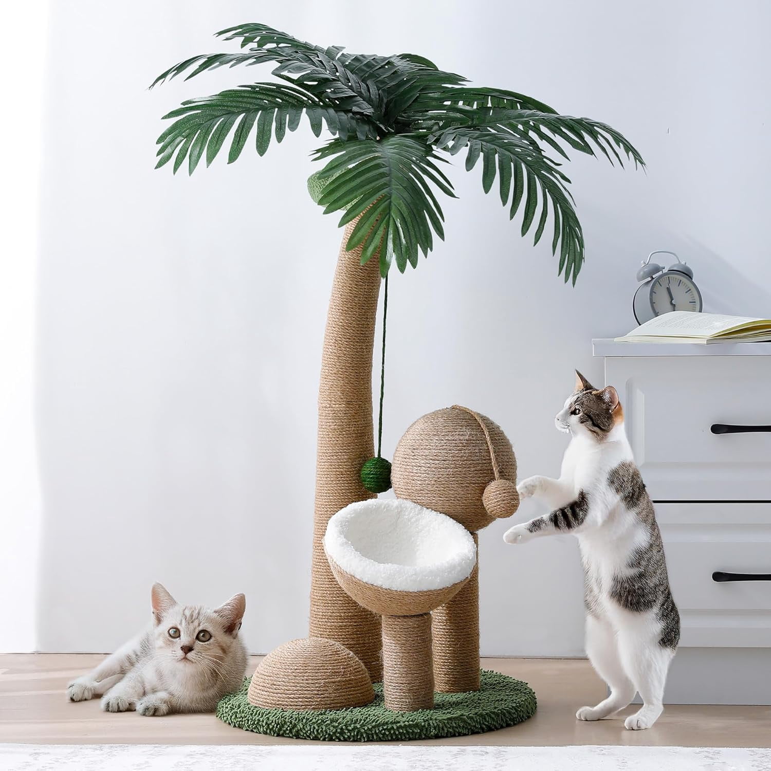 32.3in Cocount Cat Scratching Post, Cat Scratcher with 2 Cat Scratching Ball & 4 Interactive Dangling Balls,Cats Scratching Posts for Indoor Kitten & Adult Cats