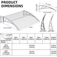 thumbnail image 1 of 32/40/48/60/80" Window Awning Front Door Eaves Canopy Polycarbonate Roof Cover, 1 of 30