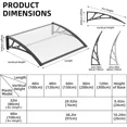 thumbnail image 1 of 32/40/48/60/80" Window Awning Front Door Eaves Canopy Polycarbonate Roof Cover, 1 of 30
