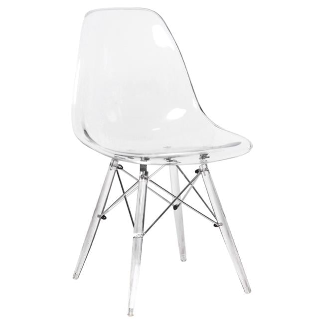 Dover High Back Cross Side Chair in Matte Clear Plastic