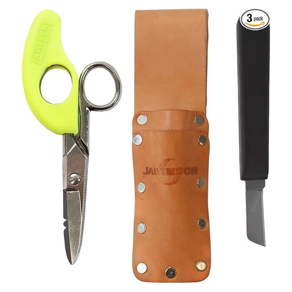 32-43NS Cable Splicer's Kit with Snip Grip Scissors, Splicer's Knife and Leather Pouch
