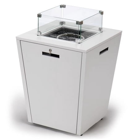 32.44 x 21.65 x 21.65 in. Chelsea Aluminum Patio Modern Propane Fire Pit Side Table, White