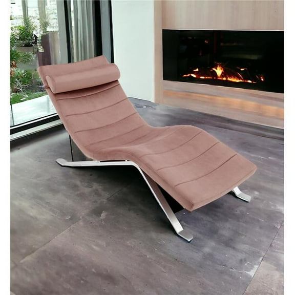 32.49 x 65.95 x 26.38 in. Rose & Silver Velvet Lounge Chair