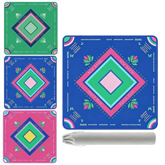 32.4x32.4 Inch Mahjong Table Mat, Thick Noise-Reducing Anti-Slip Rubber Mat, Protective Table Cover for Mahjong Poker Domino Games (Blue)