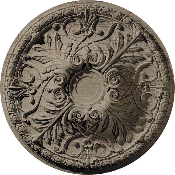32 5/8"OD x 1 1/8"P Leslie Ceiling Medallion, Hand-Painted Gobi Desert Crackle