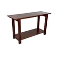thumbnail image 1 of 32.5"H Acacia Wood 4 Leg Architectural Console Table with Shelf, Mahogany, 1 of 9