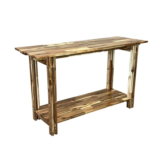 32.5"H Acacia Wood 52"W Architectural Console Table, Natural