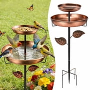 PENDALI 32.5 in Bird Bath for Outside, Vintage Double-Tier Metal Bird Bath and Bird Feeder with Heavy-Duty 5-Prong Base for Garden, Patio and Yard