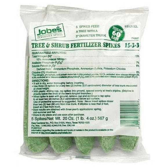 Jobe's 32 5 Packs Jobes 2010 Tree Shrub Fertilizer Spikes 15-3-3 Outdoor & Indoor Plant Use, Easy Application