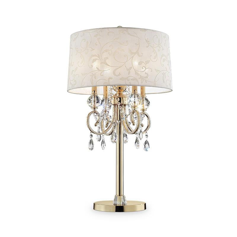 Aurora 21" White Crystal Chandelier Table Lamp with Gold Base