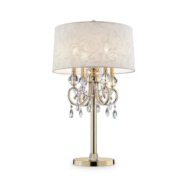 Aurora 21" White Crystal Chandelier Table Lamp with Gold Base