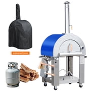 KOSTCH Outdoor Pizza Oven, 32.5" Wood Fire & Propane Pizza Oven, Stainless Steel with Cover for Backyard and Camping, Blue