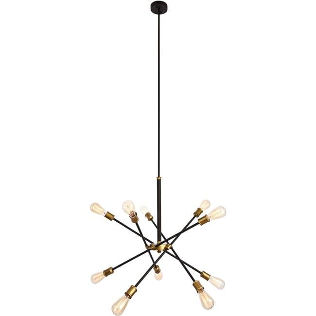 Axel 10-Light Black and Brass Adjustable Chandelier