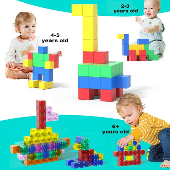 32/64/96Pcs/Set Magnetic Cube Building Block Preschool Learning Educational Colorful Building Brick Construction STEM Toy Toddlers Boys Girls Gift