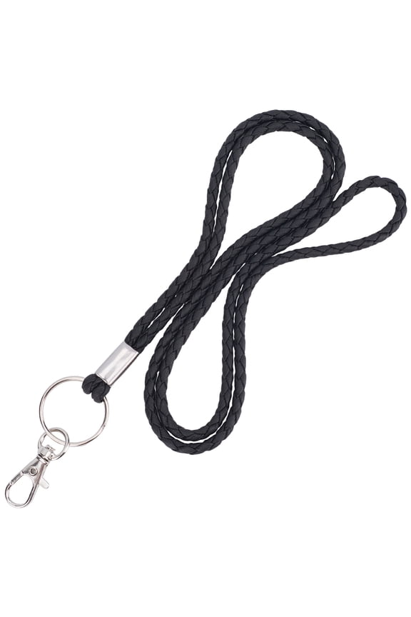 32.68 Inch PU Leather Lanyard Strap Keychain Handmade Strong Office Long Neck Strap with Metal Clasp Wristlet Bracelet Necklace Badge Keychain Cord