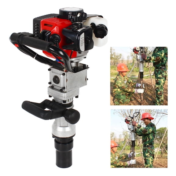 32.6cc 900W Gas Powered Post Driver, 20-45J Impact Energy 2-Stroke Pile Hammer with 2 Sockets for Fence Vineyard Solar Stake Installation