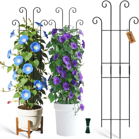 32.6in Plant Trellis 2Pcs, Cuopluber Metal Garden Trellis for Climbing Plants, Plant Support Stakes for Plants Indoors & Outdoor Potted Plants, Houseplants, Flowers Vine, Ivy, Pothos, Monstera