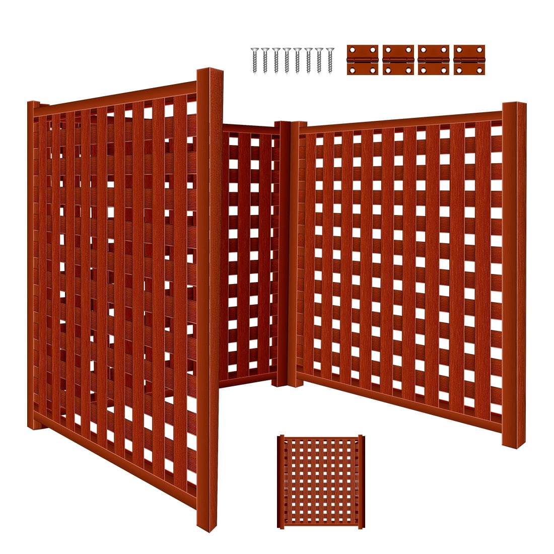 32.7"×37" Privacy Screen Fence, Wood-like Outdoor Fence with Drainage ...