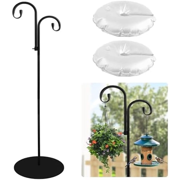 32-75" Shepherd Hook Stand, Adjustable Free Standing Pole Holder for Hanging Bird Feeders, Lanterns, Wreaths and Wind Chimes, Indoor and Outdoor Use on Patio, Yard or Porch$$Garden & Patio