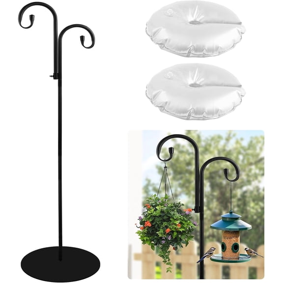 32-75" Shepherd Hook Stand, Adjustable Free Standing Pole Holder for Hanging Bird Feeders, Lanterns, Wreaths and Wind Chimes, Indoor and Outdoor Use on Patio, Yard or Porch