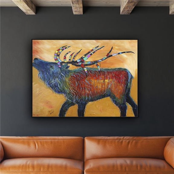 32.75 x 40.75 in. Elk Framed Canvas Art