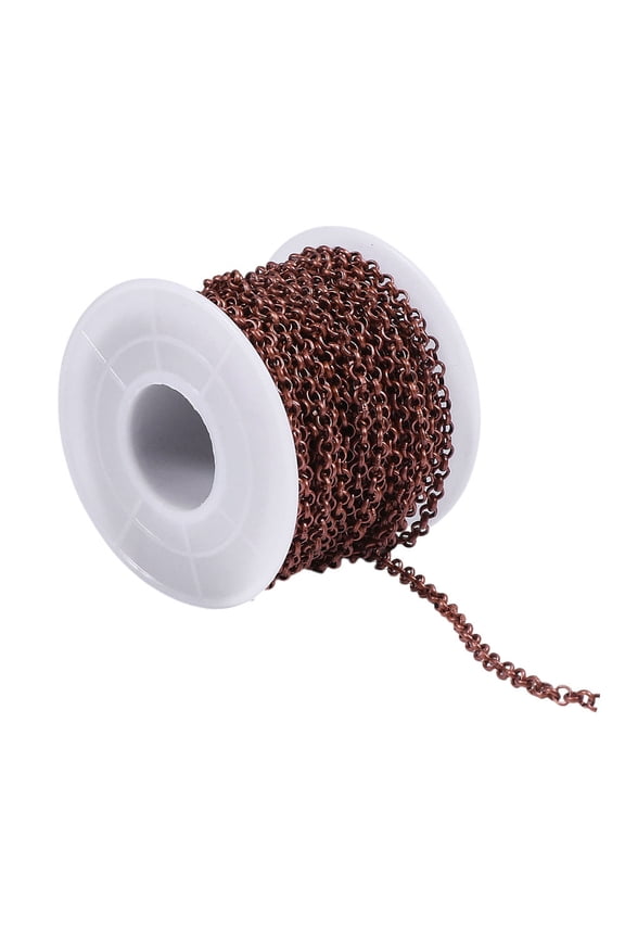 32.8 Feet/10M Iron Necklace Chains Unwelded Findings Jewelry Making Link Chain with Spool Chains for DIY Bracelet Jewelry Making Vintage Red