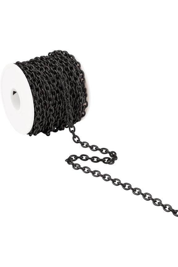 32.8 Feet 10M Stainless Steel Cable Chains Black Cable Necklace Chains Link with Spool