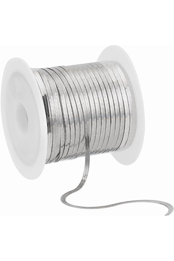 32.8 Feet Flat Snake Chains 2mm Wide Stainless Steel Jewelry Making Chains Necklace Chains Bulk for Choker Necklace Bracelet DIY Craft Jewelry Making Supplies Silver DIY