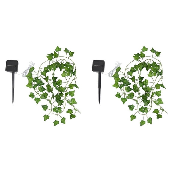 32.8 Ft 100 LED Green Ivy Leaves Fairy String Lights, 2 Pack Solar Powered String Lights, for Garden, Patio, ,