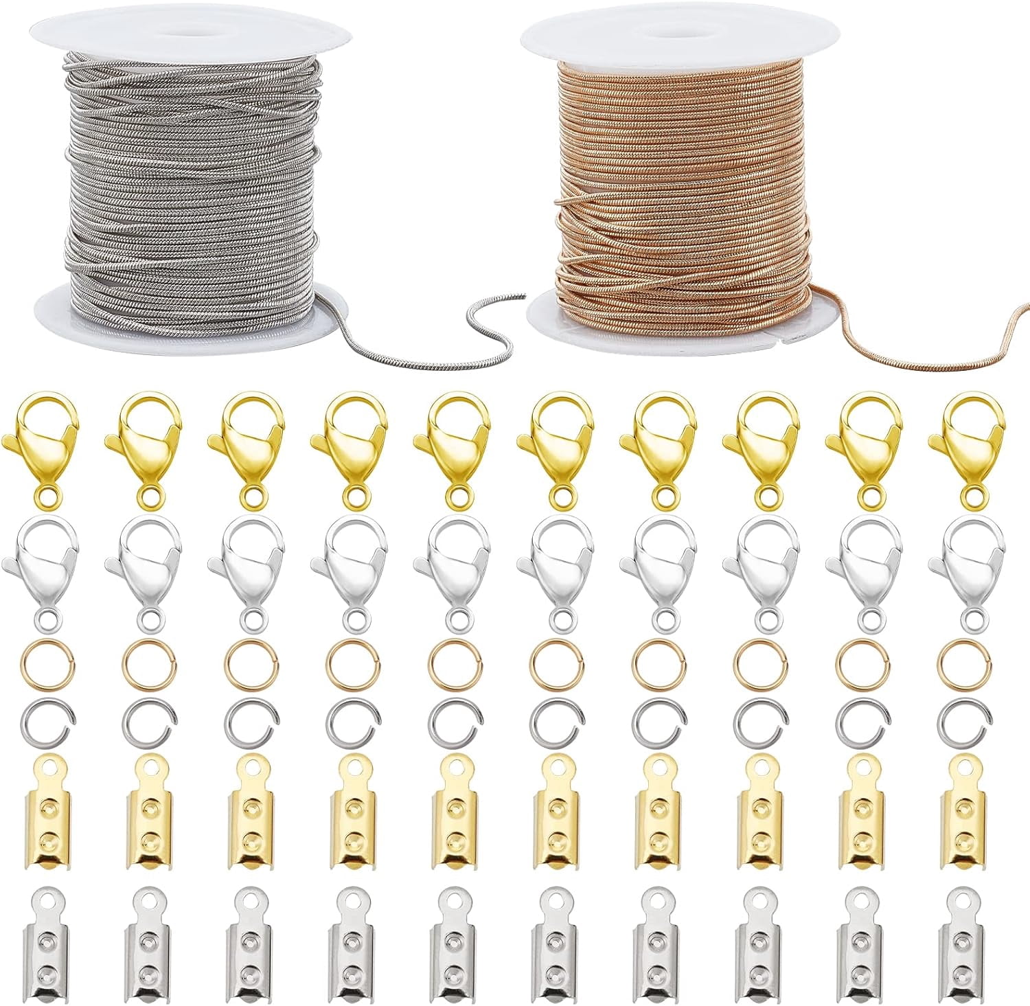 32.8 Ft Brass Snake Chain Roll Golden and Silver Chain with 80 Jump ...