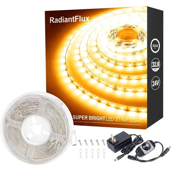 32.8 Ft Dimmable Warm White LED Strip Light 600 LEDs Super Bright Flexible