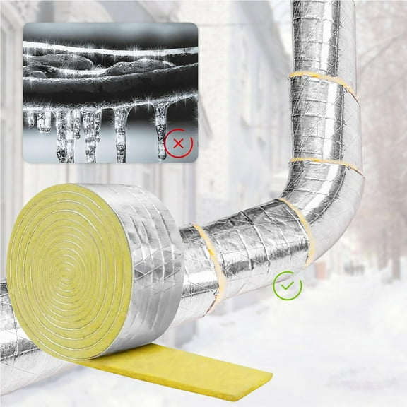 32.8 Ft Self-Adhesive Water Pipe Insulation Wrap for HVAC Systems, Industrial Hot Water Pipes, Outdoor Winter Protection, Attic, Roof, and Wall Applications
