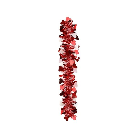 32.8 Ft Valentine's Day Garland Valentines Day Decor Red Heart Tinsel Garland Metallic Glitter Hanging Garland Valentines Decorations for Home Mantel Indoor Outdoor Wedding Galentines Party Decor