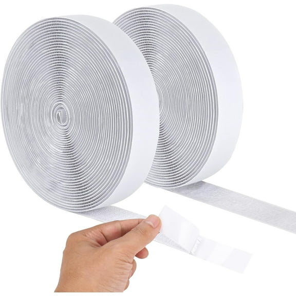32.8 Ft x 1 Inch Velcro Strips with Adhesive, Hook and Loop Tape Heavy Duty, Double Sided Velcro Tape Velcro Roll, Sticky Velcro Strips for Crafting & Wall Hanging Indoor or Outdoor Use