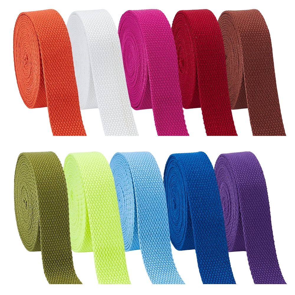 32.8 Yards 10 Colors Cotton Webbing 1 inch Cotton Ribbons Strap Heavy ...