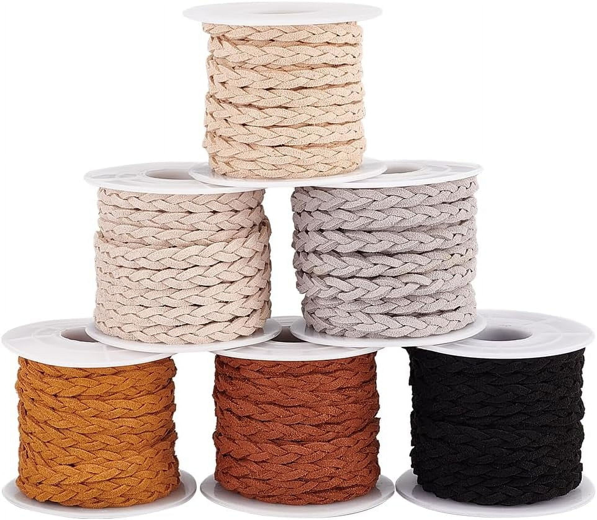 32.8 Yards 6 Colors 3-ply Faux Suede Cord 5.5mm Leather Ribbon Strip Leather String Cords Lace Rope Trim Beading String Cord for Jewelry Necklace Bracelet Making Earthtone