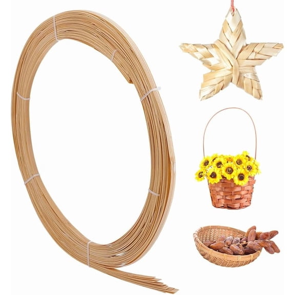 32.8 Yards Bamboo Strips 0.24inch Wide Flat Wicker Rattan Webbing Basket Weaving Materials DIY Basket Rattan