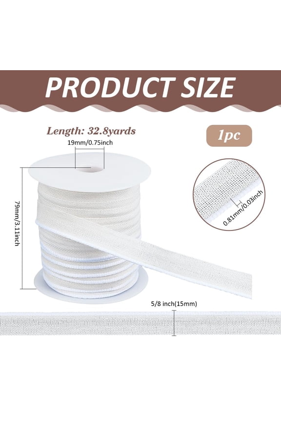 32.8 Yards Book Binding Headbands 5/8'' Flat Books Binding Ribbon Polycotton Book Headbands Books Endbands with Spools for Beginners Bookbinding Decoration Repairing White