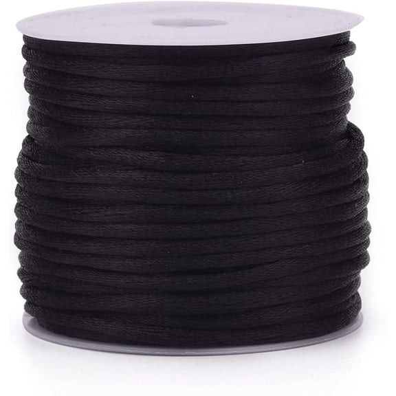 32.8 Yards Nylon Cord 1mm Nylon String Satin Rattail Cord Bracelet String Knotting Cord Beading Thread for Jewelry Making Necklaces(Black)