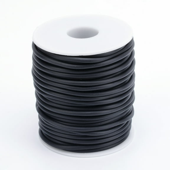 32.8 Yards Solid Rubber Cord 1 Roll Plastic Rope Round Cord Black Beading Crafting String for DIY Craft Making 3mm