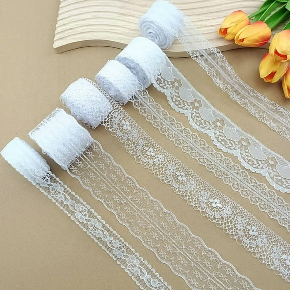 32.8 Yards White Lace Trim Sewing Lace Ribbon for Crafts Bridal Wedding Decorations, Bouquet and Gift Packaging,width 1.18 in,Style 1