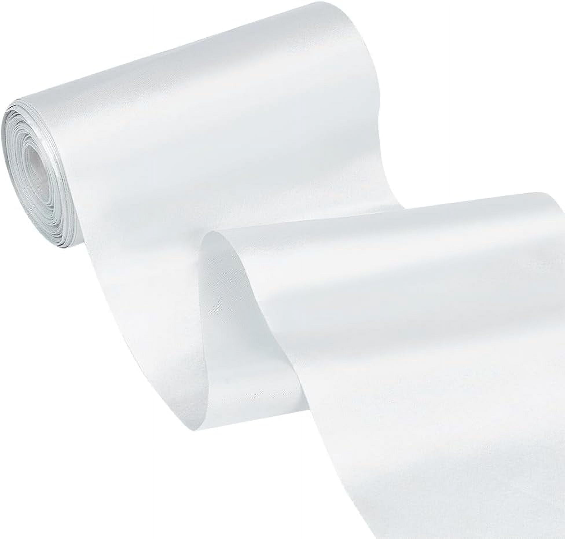 Polyeter Ribbon 32.8 Yards Wide Satin Ribbon 6inch Single Faced Satin Ribbon Silver ...