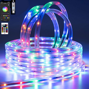 32.8 ft 100 LED Tube String Lights,APP Remote Control USB Waterproof Multicolor Rope Lights Outdoor,Multiple Modes RGB Fairy Rope Lights for Festive Indoor Outdoor Decor