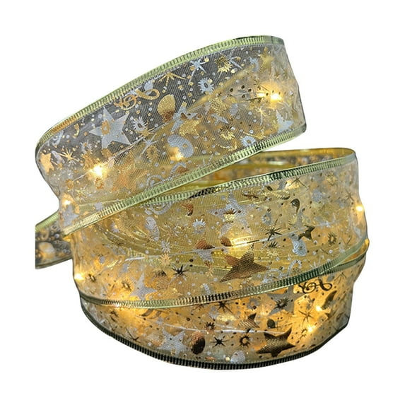 32.8 ft Christmas Ribbon Fairy Lights Christmas Lights Lighted Ribbon Garland for Christmas Tree Garland Christmas Decorations Indoor Outdoor Party Decorations