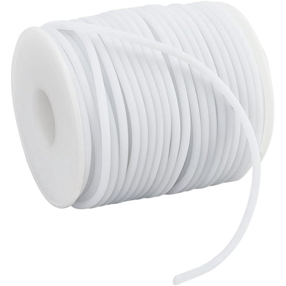 32.81 Yards Solid Rubber Cord, 3mm White Plastic Rope Rubber Tubing Round Cord Beading Crafting String for DIY Craft Mak