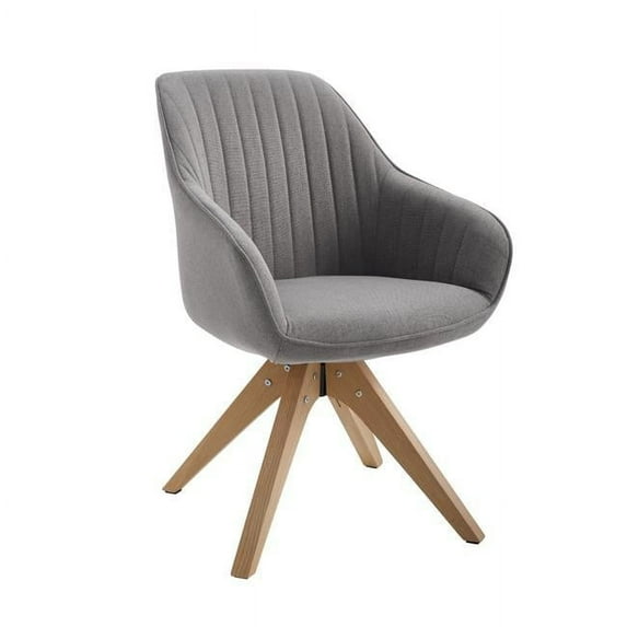 32.87 x 23.03 x 23.23 in. Gray Fabric & Natural Swivel Arm Chair