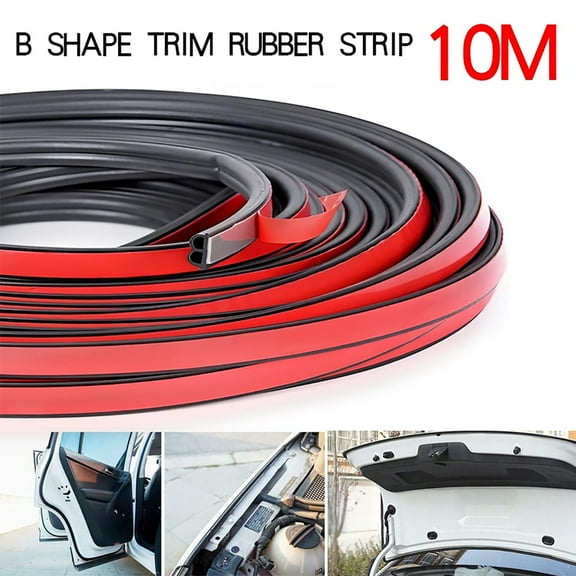 FUYINGDA 32.8FT/10M Self-Adhesive Car Door Rubber Seal Strip, B Type Double Layer Sealing Stickers Weather-Strip for Automobile Door Sunroof Engine Cover, Noise Insulation Weatherstrip