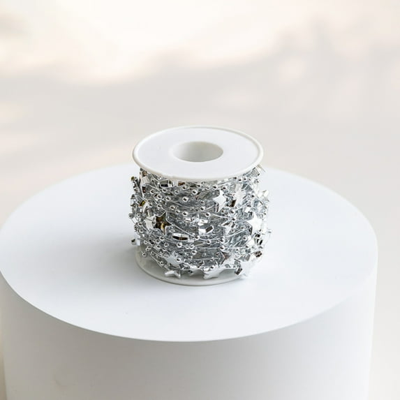 32.8FT Artificial Pearl Beads Star Garland for Christmas Tree Plastic Beaded String Strands Chain Ornament for Wedding Christmas Party Decor Valentine's Day Bridal Bouquet Craft Flower DIY Supplies