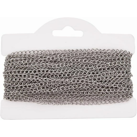 32.8Feet/10M Stainless Steel Curb Chain Silver Oval Chain Roll Soldered 4 x 3 x 0.6mm Cable Extender Beaded Link Chains Connectors for Jewelry Making Necklace Bracelet Supplies DIY Craft