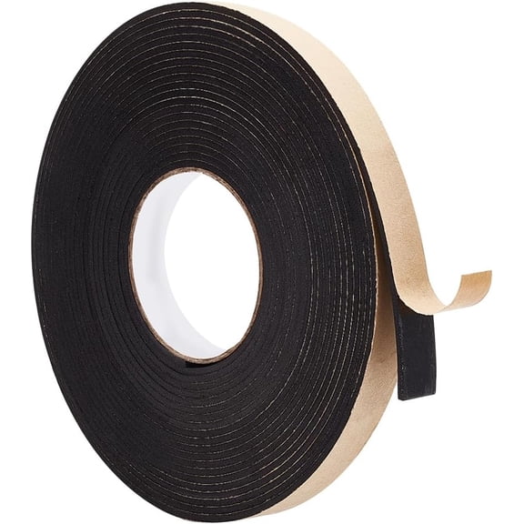 32.8Ft Black Hats Size Reducer Foam Filler 0.7inch W x 0.1inch T Foam Seal Strips Tape for Baseball Caps Furniture Protection Cars Speakers Black